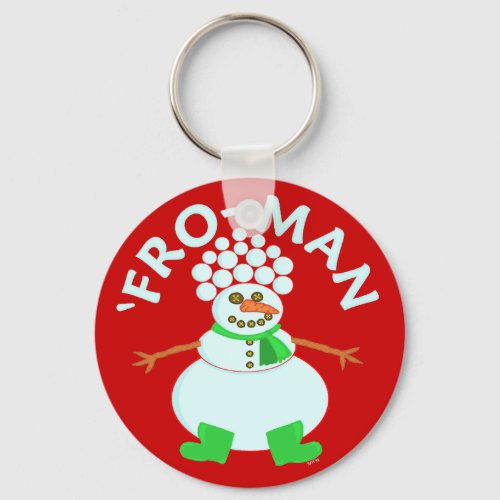 Funny Fro Snowman Christmas Pun Keychain