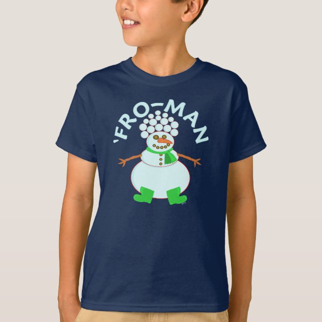 Funny 'Fro Snowman Christmas T-Shirt (Front)