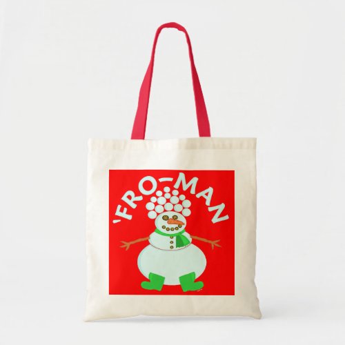 Funny Fro Snowman Christmas Tote Bag