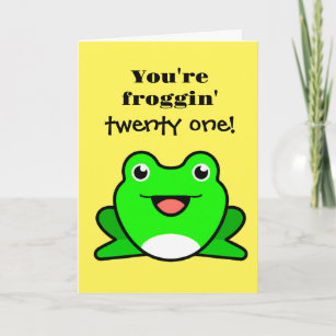 Funny Frog 21st Birthday Card