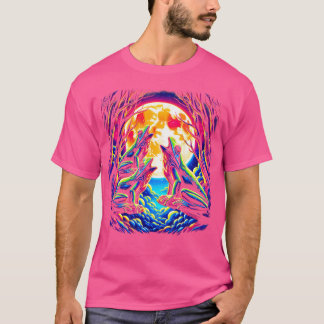 Funny Frog 3 Frogs Howling At The Moon Vibrant Ret T-Shirt