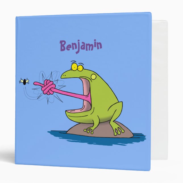 Funny frog and fly cartoon 3 ring binder (Front/Inside)