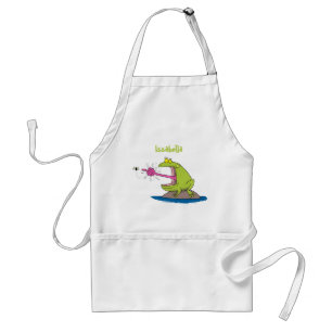 Funny frog and fly cartoon adult apron