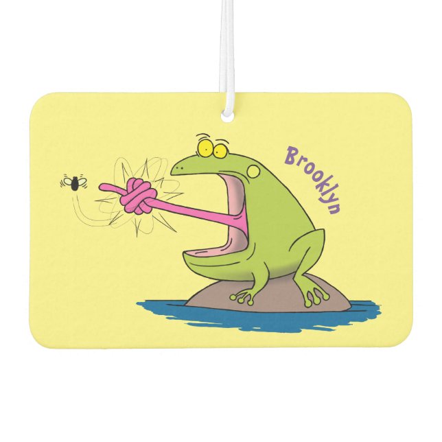 Funny frog and fly cartoon air freshener (Front)