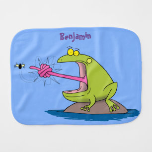 Funny frog and fly cartoon baby burp cloth