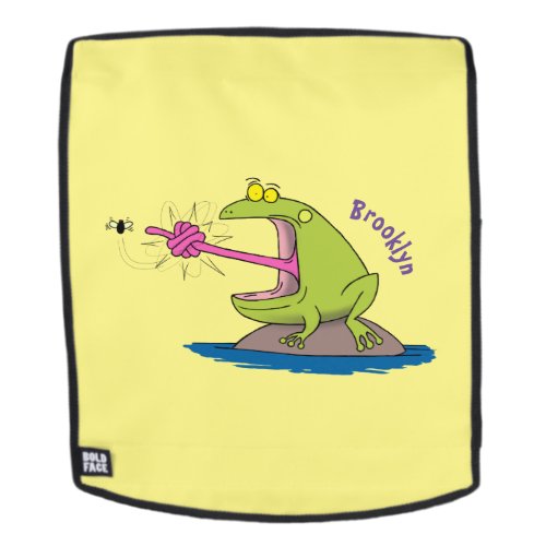 Funny frog and fly cartoon backpack