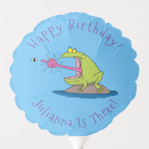 Funny frog and fly cartoon balloon