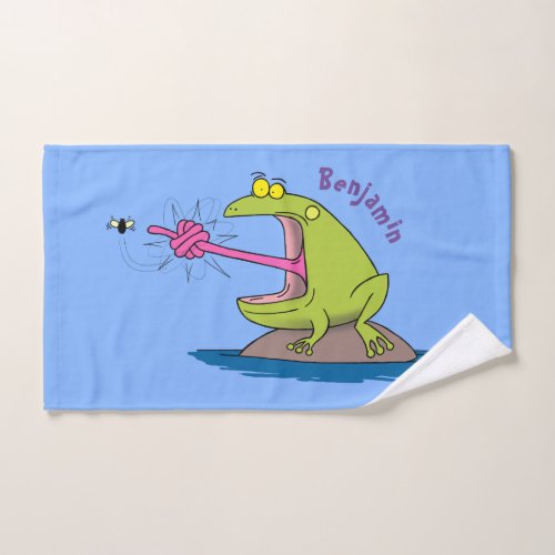 Funny frog and fly cartoon bath towel set