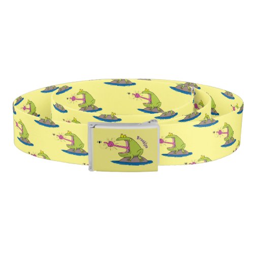 Funny frog and fly cartoon belt