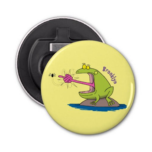 Funny frog and fly cartoon bottle opener