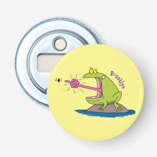 Funny frog and fly cartoon bottle opener (Front)
