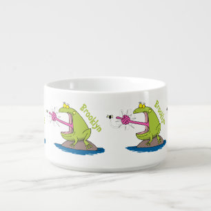 Funny frog and fly cartoon bowl