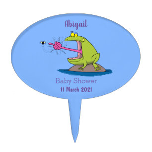 Funny frog and fly cartoon cake topper