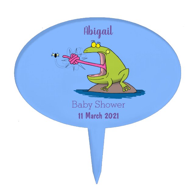 Funny frog and fly cartoon cake topper (Front)