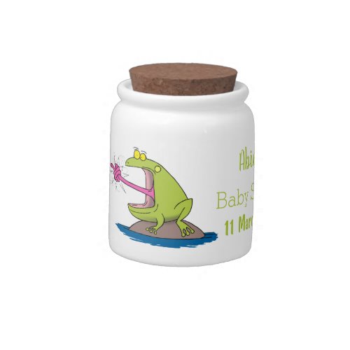 Funny frog and fly cartoon candy jar