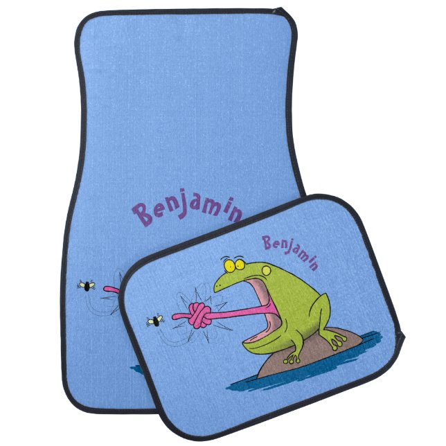 Funny frog and fly cartoon  car floor mat (Set)