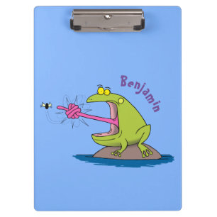 Funny frog and fly cartoon clipboard