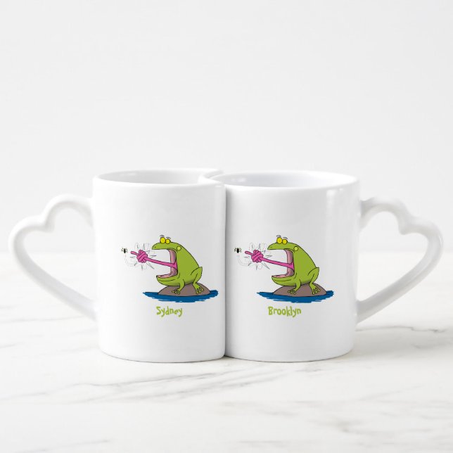 Funny frog and fly cartoon coffee mug set (Back Nesting)