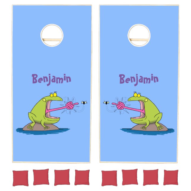 Funny frog and fly cartoon cornhole set (Set)
