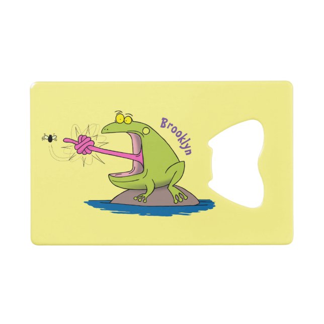 Funny frog and fly cartoon credit card bottle opener (Front (Horizontal))