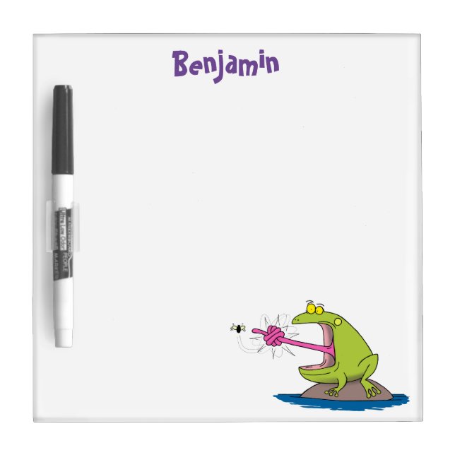 Funny frog and fly cartoon dry erase board (Front)