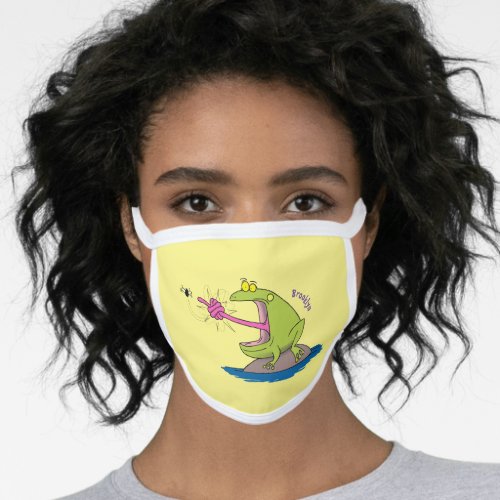 Funny frog and fly cartoon face mask