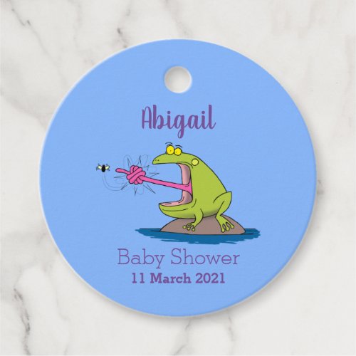 Funny frog and fly cartoon  favor tags