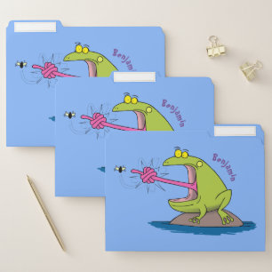 Funny frog and fly cartoon file folder