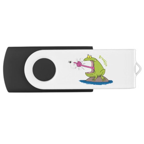 Funny frog and fly cartoon flash drive