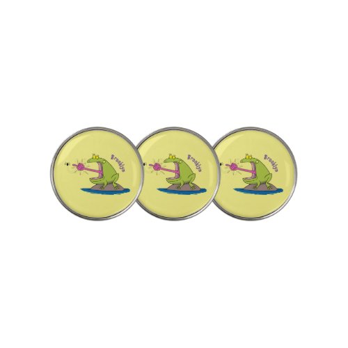 Funny frog and fly cartoon golf ball marker