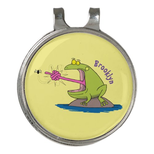 Funny frog and fly cartoon golf hat clip