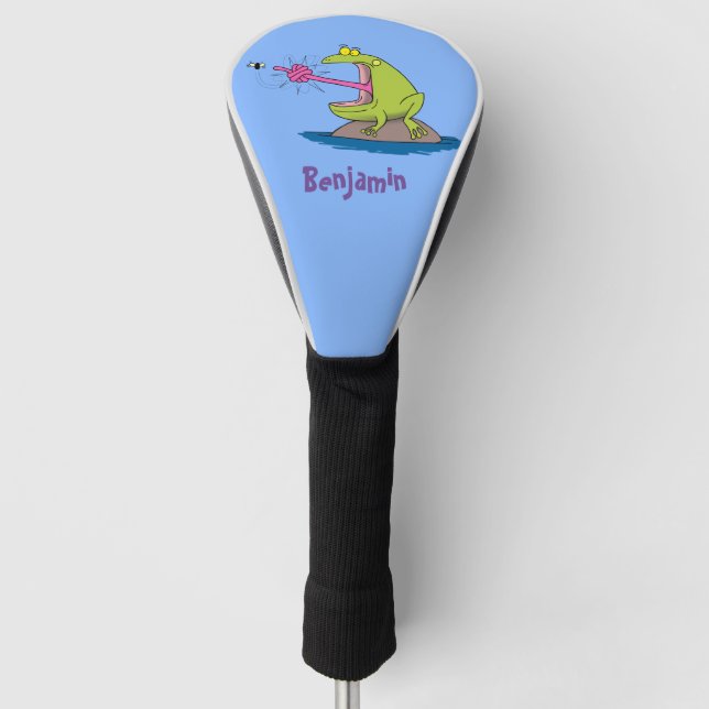 Funny frog and fly cartoon golf head cover (Front)