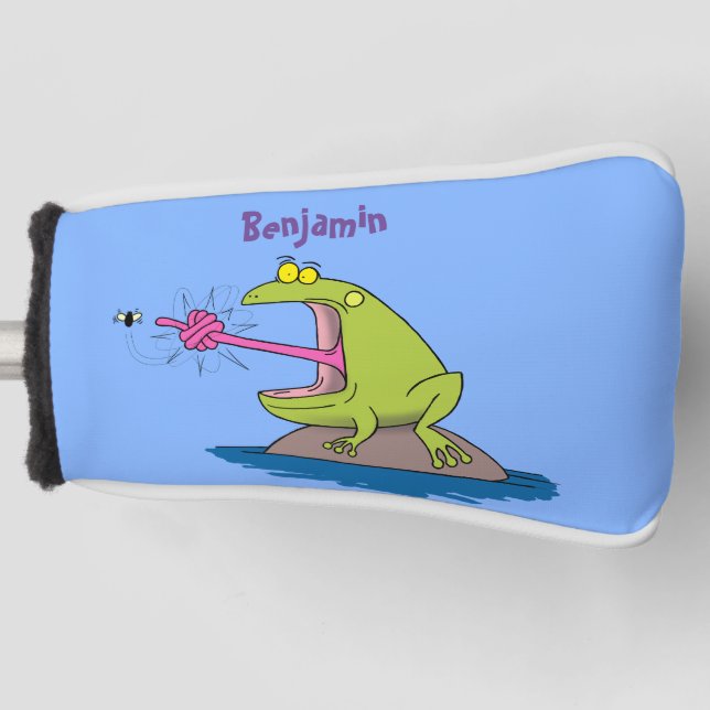 Funny frog and fly cartoon golf head cover (Front)