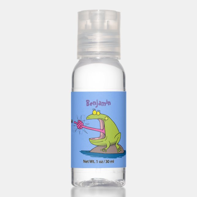 Funny frog and fly cartoon hand sanitizer (Front)