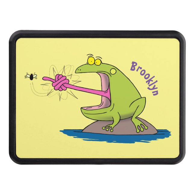 Funny frog and fly cartoon hitch cover (Front)