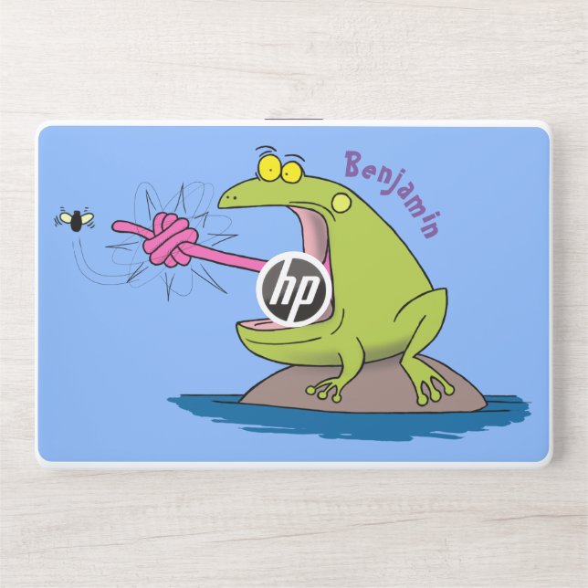 Funny frog and fly cartoon HP laptop skin (Front)