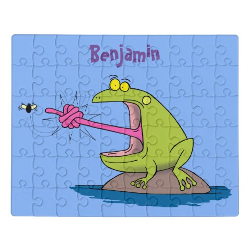 Funny frog and fly cartoon jigsaw puzzle