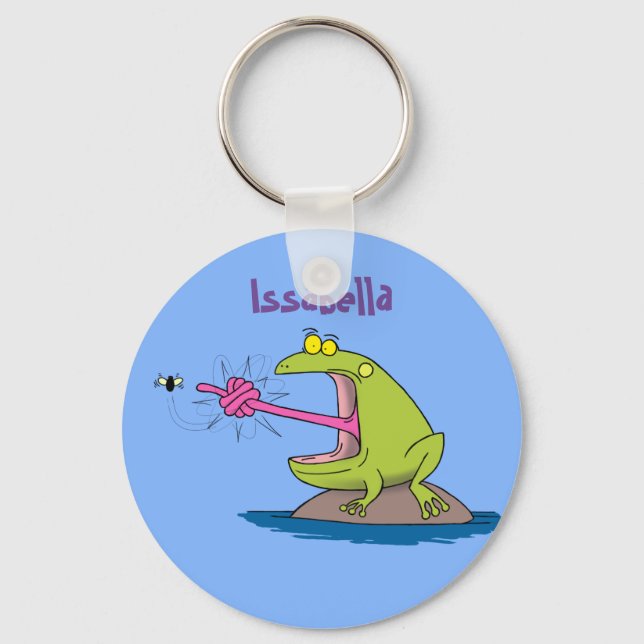 Funny frog and fly cartoon keychain (Front)