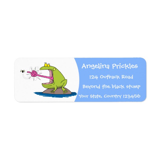 Funny frog and fly cartoon label (Front)