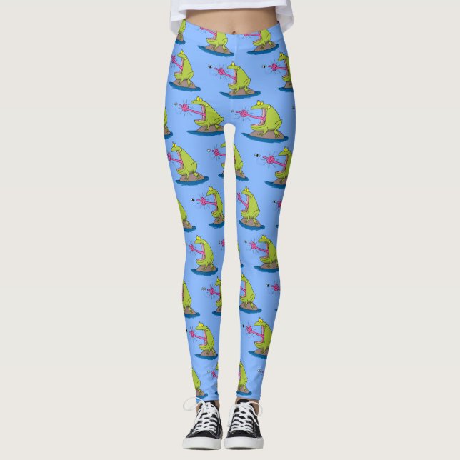 Funny frog and fly cartoon leggings (Front)