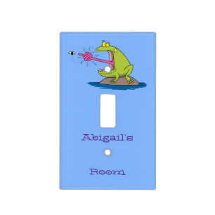 Funny frog and fly cartoon light switch cover