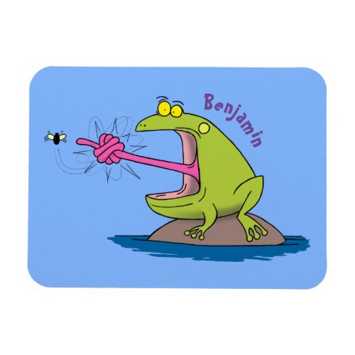Funny frog and fly cartoon magnet