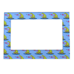 Funny frog and fly cartoon magnetic frame