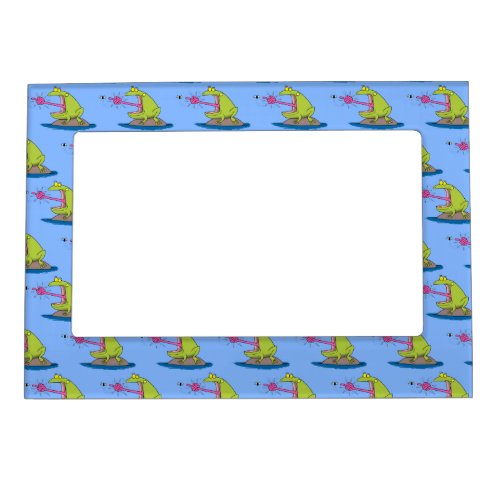 Funny frog and fly cartoon magnetic frame