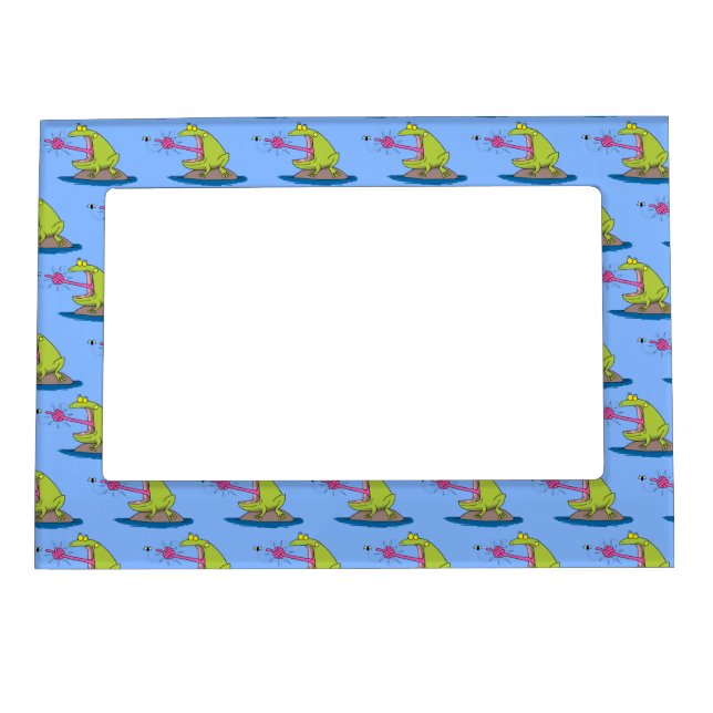 Funny frog and fly cartoon magnetic frame (Front)