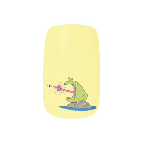 Funny frog and fly cartoon minx nail art