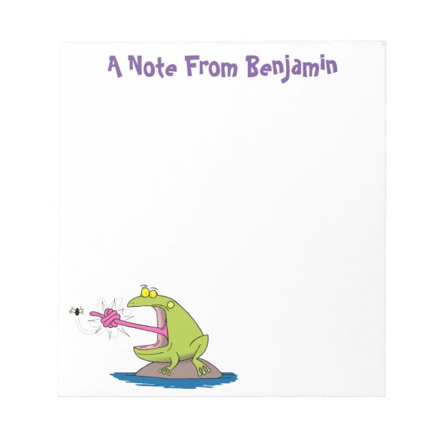 Funny frog and fly cartoon notepad (Front)