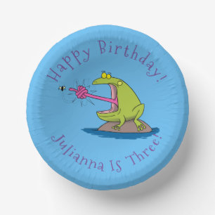 Funny frog and fly cartoon paper bowls