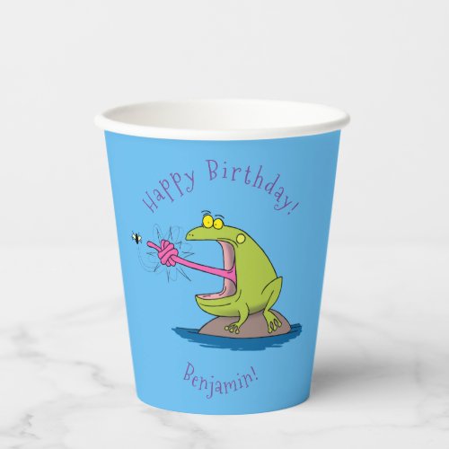Funny frog and fly cartoon paper cups