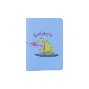 Funny frog and fly cartoon passport holder